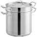 A Vigor stainless steel pasta cooker pot with two handles.