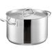 A Vigor stainless steel sauce pot with lid.