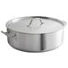 A Vigor stainless steel brazier pot with a lid and handles.