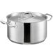 A Vigor stainless steel sauce pot with lid and handles.
