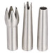 Three stainless steel iSi decorator tips.