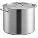 A Vigor stainless steel stock pot with lid.