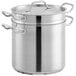 A Vigor stainless steel double boiler pot with two handles.