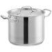 A Vigor stainless steel stock pot with a lid.