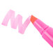 A close-up of a Bic Brite Liner pink highlighter pen.