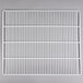 A white wire shelf with a square grid pattern.