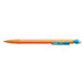A Bic mechanical pencil with an orange tip and blue barrel.