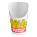 A white Choice paper scoop cup with a red and yellow fry design.