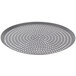 An American Metalcraft 18" Super Perforated Hard Coat Anodized Aluminum pizza pan with holes.