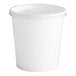 A white Choice paper food container with a round plastic lid.