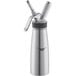 A stainless steel Chef Master whipped cream dispenser with a black handle.