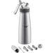 A silver stainless steel Chef Master whipped cream dispenser.