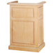 A Bon Chef pickled oak wooden podium with a wooden base and top.