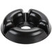 A black plastic bowl with a hole in the middle.