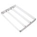 A white MFG Tray fiberglass sheet pan extender divided widthwise with a white metal frame and metal corners.
