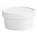 A white round Choice paper food container with a vented lid.