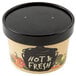 A black Choice paper soup container with a black vented lid and white text.
