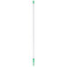 A white and green Unger telescopic pole with an ErgoTec locking cone.