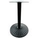 A black metal Art Marble Furniture bar height table base with a circular bottom.