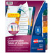 Avery® customizable plastic table of contents dividers with multi-color tabs.