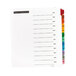 A white folder with Avery Table 'n Tabs Multi-Color Dividers with 12 colored tabs.