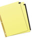 A yellow rectangular file folder with black leather tabs.