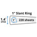 A diagram of a red Avery slant ring with the number of sheets.
