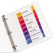A white folder with Avery Ready Index multi-color tabs.