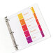 A white binder with Avery multi-color table of contents divider tabs.