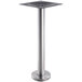 A silver metal Art Marble Furniture round floor mount table base.