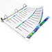 A white binder with Avery Ready Index 24-tab dividers with colorful labels.
