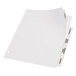 A white file folder with Avery 5-tab dividers and black labels.