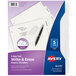 A package of white Avery Write and Erase Durable Plastic Dividers with blue and white labels.