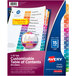 A package of Avery 11143 Ready Index 15-Tab Multi-Color Table of Contents Dividers with colorful tabs and a white label.