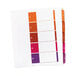 A package of Avery table of contents dividers with white, orange, purple, and pink colored paper.