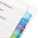 A white file folder with Avery 32-tab multi-color dividers.