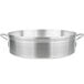 A large silver Vollrath Wear-Ever Classic Select aluminum brazier pan with handles.