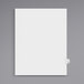 A white file folder with a white and black Avery V side tab divider.