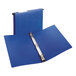 A blue Avery binder with round rings.