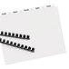 A white Avery file divider tab with clear label strips and a black pen.
