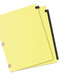 A yellow paper with black leather tabs on top.