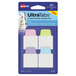 A pack of Avery Ultra Tabs in clear packaging with several colored pastel tabs.