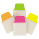 A pack of Avery Ultra Tabs with neon pink, yellow, and green square and rectangular shapes with white borders.