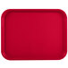 A red Vollrath plastic fast food tray with a small square pattern.