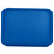 A royal blue rectangular plastic fast food tray.