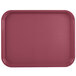 A burgundy plastic tray with a square pattern.