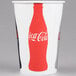 A Solo paper cold cup with a Coca Cola logo in red on it.
