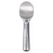A Zeroll aluminum ice cream scoop with a silver spoon and red handle.