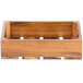 A Tablecraft Fourth Size Gastronorm Acacia Wood Crate with four compartments.
