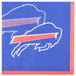 A white Creative Converting beverage napkin with a buffalo logo and red and blue stripes.